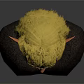 3D Fantasy Game Movie Character With Yellow Hair Elf Ears And Decorative Headpiece Necklace Earrings