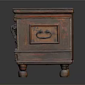 Traditional Wooden Entryway Cabinet Sideboard With Carved Decorations And Colorful Details On Doors And Legs