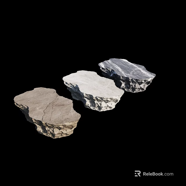 Three Stone Shaped Coffee Tables With Different Colors For Natural Living Space 3d model 