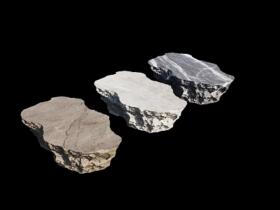 Three Stone Shaped Coffee Tables With Different Colors For Natural Living Space 3d model
