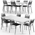 Modern White Dining Table With Black Chairs Set For Home Use