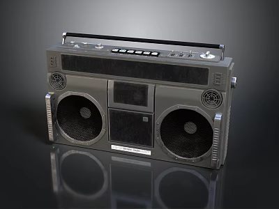 Retro Portable Boombox Stereo With Dual Speakers And Cassette Player 3d model