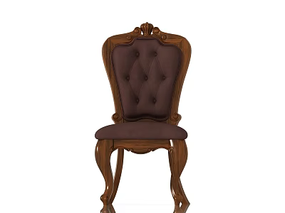 Classic European Style Single Chair with Wooden Frame Upholstered Backrest and Curved Legs 3d model