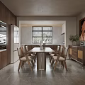 Modern Living And Dining Room Interior With Sofa Coffee Table Decorative Art And Large Windows