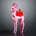 Fantasy Pink Deer With Red Antlers Red Wings And Red Spots Standing