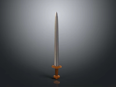 Ancient Decorative Sword With Silver Blade And Wooden Hilt As Weapon 3d model