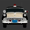Vintage Police Functional Vehicle Model Featuring Red Siren Light Black White Color And Star Badge