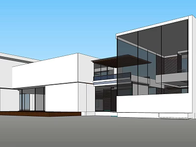 Modern Detached Villa With White Exterior Large Glass Windows And Contemporary Design 3d model