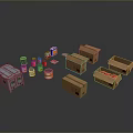 Food Storage Boxes Cans And Bottles Packaging Containers Display Setup
