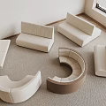 Modern Interior Design Showcasing Various Shaped White Brown Sofas 3d model