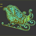 Orange Decorative Sleigh Equipment With Intricate Carvings And Curved Design Details