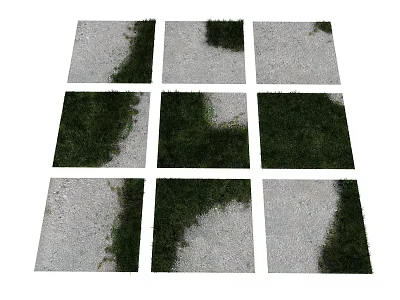 Different Terrain Types With Grass And Gravel Sections In Grid Layout 3d model