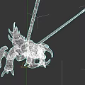 Game and Movie Monster Character With Long Antennae Sharp Claws Open Mouth