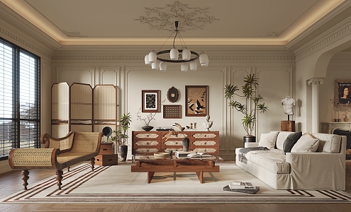 French Middle Living Room 3d model