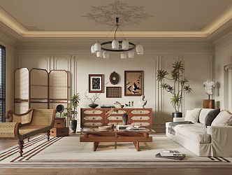 French Middle Living Room 3d model