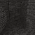 Brick Sphere Decorative Structure With Different Patterned Brick Walls in Interior