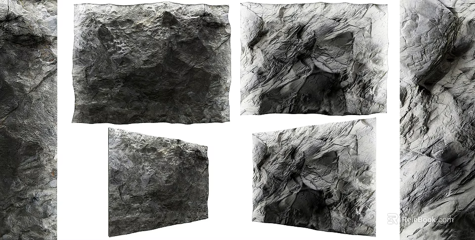 Natural Stone Background Wall with Textured Surface and Gray Tones for Interior Design 3d model