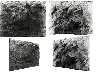 Natural Stone Background Wall with Textured Surface and Gray Tones for Interior Design 3d model
