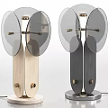 Modern Table Lamps With Wooden And Black Bases Transparent Circular Shades