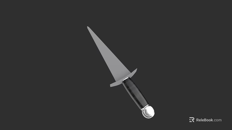Sharp Dagger Weapon With Black Handle Silver Accent And Pointed Blade 3d model 