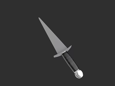 Sharp Dagger Weapon With Black Handle Silver Accent And Pointed Blade 3d model