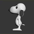White Cartoon Character Snoopy With Black Ears In Standing Pose