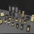 Various Modern Outdoor Lights Featuring Decorative Patterns And Unique Designs 3d model