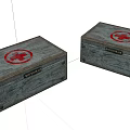 Pair of Vintage Medical Equipment Wooden Boxes With Red Cross Symbols