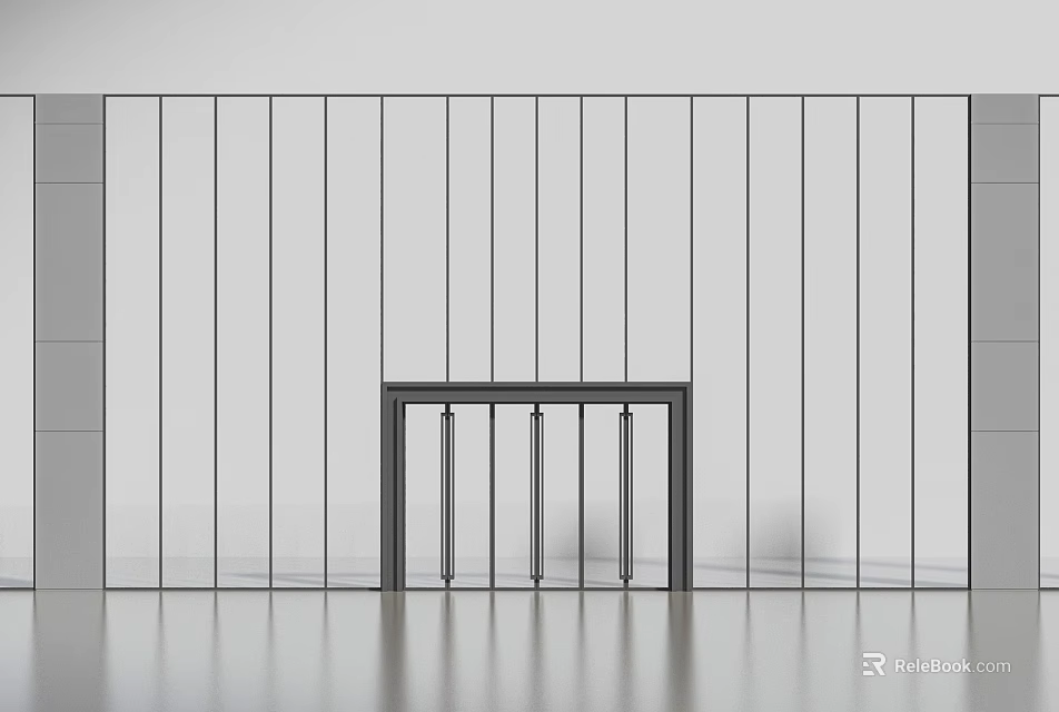 Modern Minimalist Wall Design With Vertical Lines And Central Black Frame Structure 3d model 