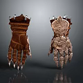 Ornate Armored Gloves With Leather Metal Spikes And Intricate Decorative Patterns