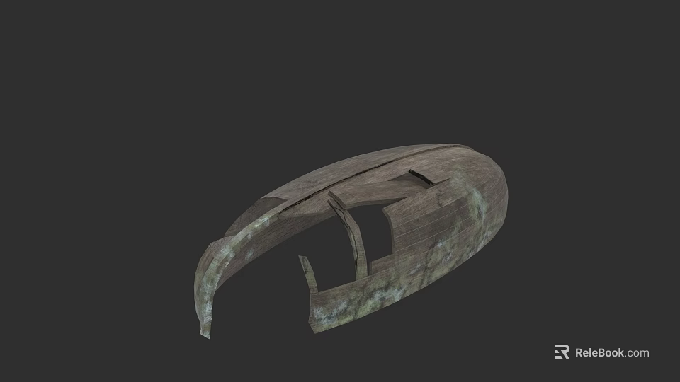 Old Weathered Wooden Boat Hull With Rustic Planks And Texture 3d model 