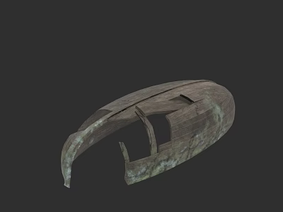 Old Weathered Wooden Boat Hull With Rustic Planks And Texture 3d model