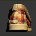Plaid Slippers with Pom Pom Decoration Red Yellow White Light Sole for Comfortable Home Use