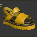 Stylish Yellow Platform Sandals with Black Sole and Buckle Straps Design
