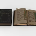 Medieval Book With Black Cover Golden Text And Open Pages Featuring Colorful Illustrations