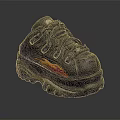 Black Sports Shoes With Orange Flame Pattern And Thick Rubber Sole Design