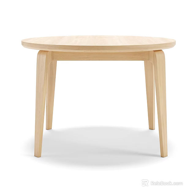 Light Wooden Coffee Table With Round Tabletop Simple Design And Four Legs 3d model