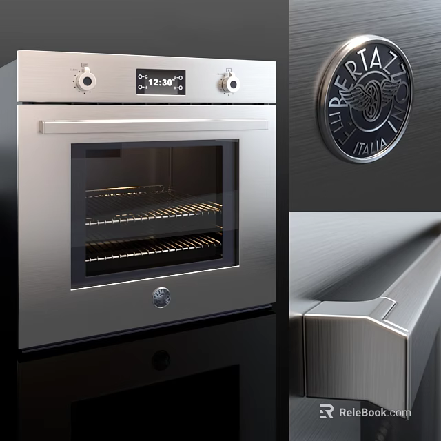 Modern Stainless Steel Oven With Digital Display As Household Appliance 3d model 