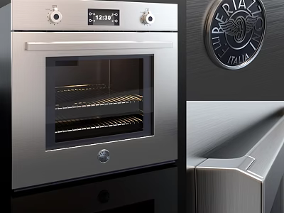 Modern Stainless Steel Oven With Digital Display As Household Appliance 3d model