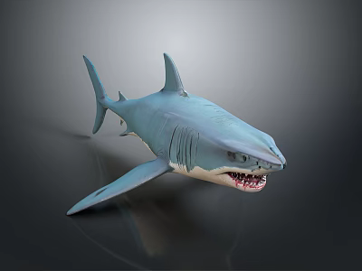 Realistic 3D Blue Shark Aquatic Animal With Sharp Teeth And Detailed Fins 3d model