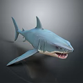 Realistic 3D Blue Shark Aquatic Animal With Sharp Teeth And Detailed Fins