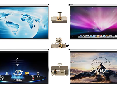 Professional Projection Monitoring Equipment With Projectors Projection Screens And Clear Display Scenes 3d model