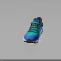 Blue Green Mesh Upper Running Sneakers With Black Laces And White Sole