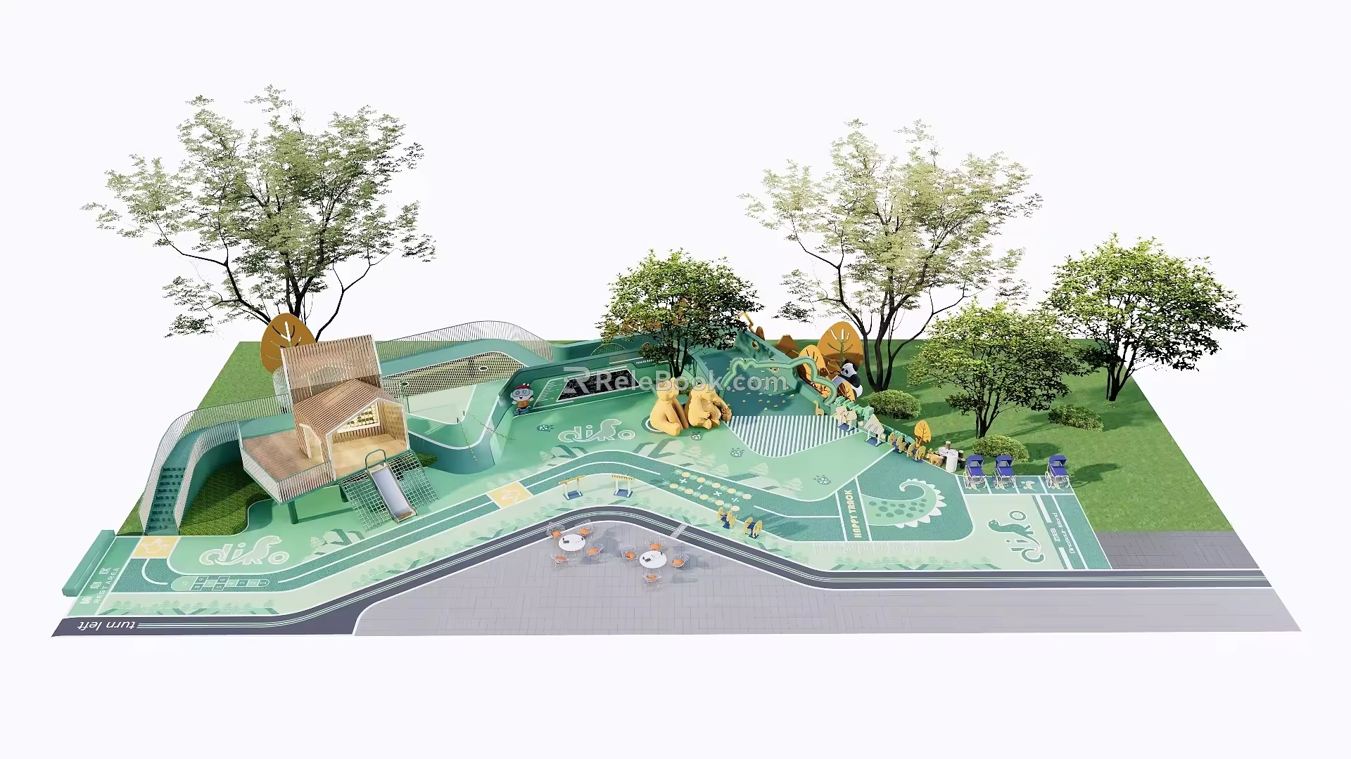 Modern children's play area rides 3d model