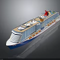 Elegant Modern Cruise Ship With Multiple Decks Red Accents And Amenities