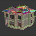 Modern Two Story Detached Villa With Gray Exterior Black Roof Large Windows And Decorative Steps