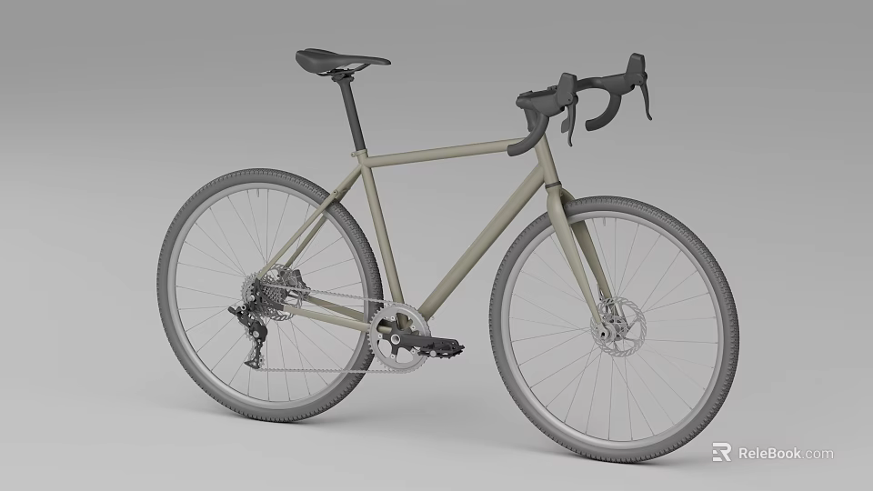 Modern Road Bicycle With Beige Frame Drop Handlebars Black Saddle And Silver Rims 3d model 