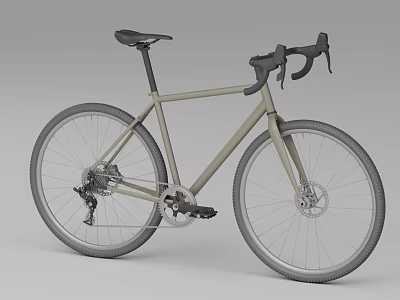 Modern Road Bicycle With Beige Frame Drop Handlebars Black Saddle And Silver Rims 3d model