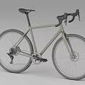 Modern Road Bicycle With Beige Frame Drop Handlebars Black Saddle And Silver Rims