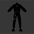 Black Utility Jacket And Pants Set With Multiple Pockets For Casual Daily Wear
